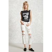 distressed mid rise jeans