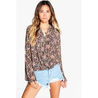 Ditsy Floral Wrapover Blouse - multi