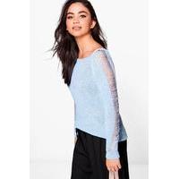 Distressed Sleeve Jumper - blue