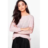 Distressed Sleeve Jumper - pink