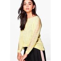 Distressed Sleeve Jumper - yellow