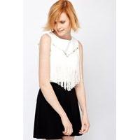 diamante studded tassel front top