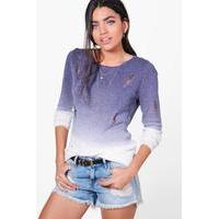 dip dye distressed jumper blue