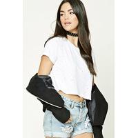 Distressed Holes Cropped Tee