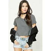 Distressed Holes Cropped Tee