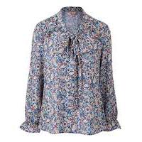 Ditsy Print Frill Tie Neck Blouse