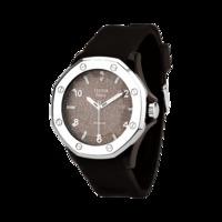 Diamond, Brown Silicone & Stainless Steel 44mm Watch