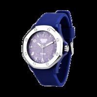 Diamond, Blue Silicone & Stainless Steel 44mm Watch