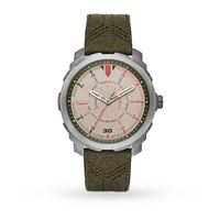 Diesel Mens Green Leather Strap Watch DZ1735