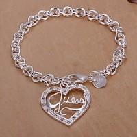 diamond heart shpae 925 silver bracelet 1pc