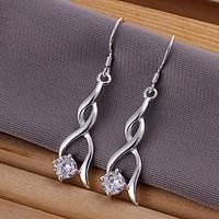 Diamond Zircon 925 Silver Drop Earrings(2Pc)