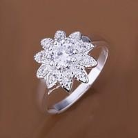 diamond sunflower 925 silver statement rings 1pc