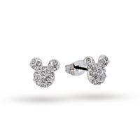 Disney Couture White Gold Plated Pave Crystal Mickey Mouse Stud Earrings