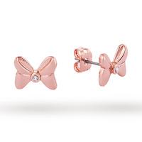 Disney Couture Rose Gold Plated Minnie Mouse Bow Stud Earrings With Crystals