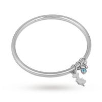 Disney Couture White Gold Plated Alice In Wonderland Charm Bangle