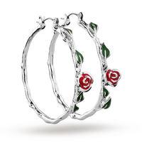 disney couture beauty the beast belles rose hoop earrings