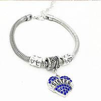 diamond letters sister alloy bracelet chain link bracelets daily casua ...