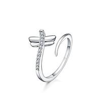 Diamond Dragonfly Ring Daily Casual Jewelry Silver Plated Ring 1pc