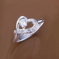 diamond heart shape 925 silver statement rings 1pc