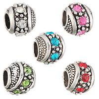 diy beads fashion rhinestone round shape large hole beads 5pcs