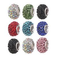 Diy Beads Metal/Rhinestone Tube Shape Crystal Large Hole Beads 1Pcs