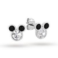 Disney Couture White Gold Plated Minnie Mouse Black Crystal Ears Stud Earrings