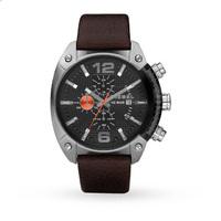 Diesel Overflow Brown Leather Strap Gents Watch