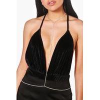 Diamante Back Detail Body Chain - silver