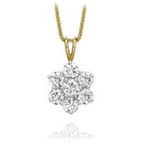 diamond necklace cluster 18ct yellow gold