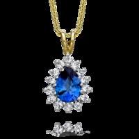 Diamond And Sapphire Pendant Claw Set Cluster 18ct Yellow And White Gold