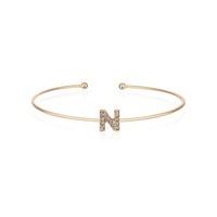 Dirty Ruby Rose Gold Crystal Letter N Bangle