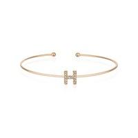 Dirty Ruby Rose Gold Crystal Letter H Bangle