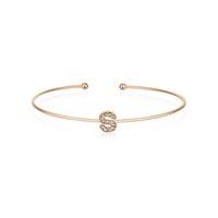Dirty Ruby Rose Gold Crystal Letter S Bangle