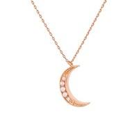 Dirty Ruby Rose Gold Moon Necklace