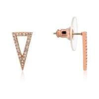 Dirty Ruby Rose Gold Crystal Triangle Earrings