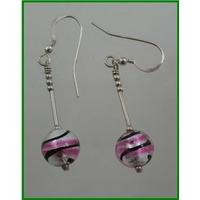 Dichroic pendant earring - Size: Medium - Pink