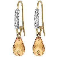 Diamond and Citrine Stem Droplet Earrings in 9ct Gold