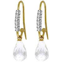 diamond and white topaz stem droplet earrings in 9ct gold