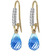 Diamond and Blue Topaz Stem Droplet Earrings in 9ct Gold