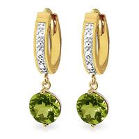 Diamond and Peridot Huggie Earrings in 9ct Gold