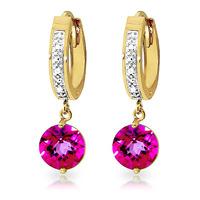 Diamond and Pink Topaz Huggie Earrings in 9ct Gold