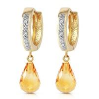 Diamond and Citrine Earrings in 9ct Gold