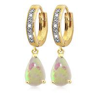 Diamond and Opal Droplet Huggie Earrings in 9ct Gold