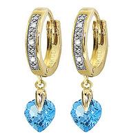 Diamond and Blue Topaz Earrings in 9ct Gold