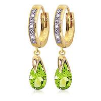 Diamond and Peridot Droplet Huggie Earrings in 9ct Gold