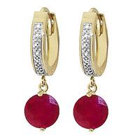 Diamond and Ruby Huggie Earrings in 9ct Gold