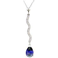 Diamond and Sapphire Pendant Necklace in 9ct White Gold