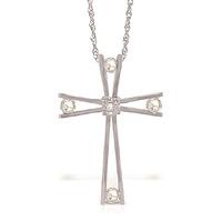 diamond cross pendant necklace in 9ct white gold