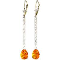 Diamond and Citrine Bar Drop Earrings in 9ct White Gold