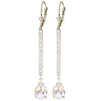 Diamond and White Topaz Bar Drop Earrings in 9ct White Gold